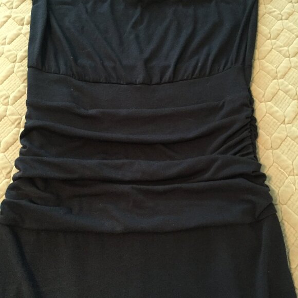 Navy Blue Dress with Ruching - Picture 6 of 7